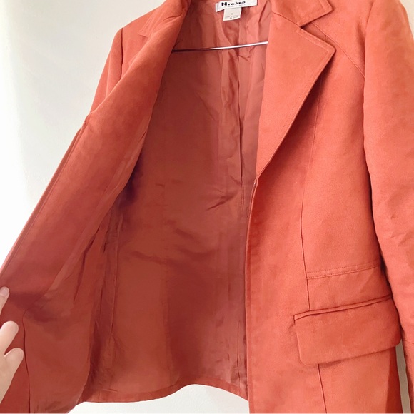 Vintage • Faux Suede Full Zip Blazer in Burnt Orange - Picture 5 of 9